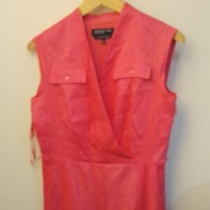 E5 Jones New York 4 Pink Linen/Viscose lined Dress With Pockets